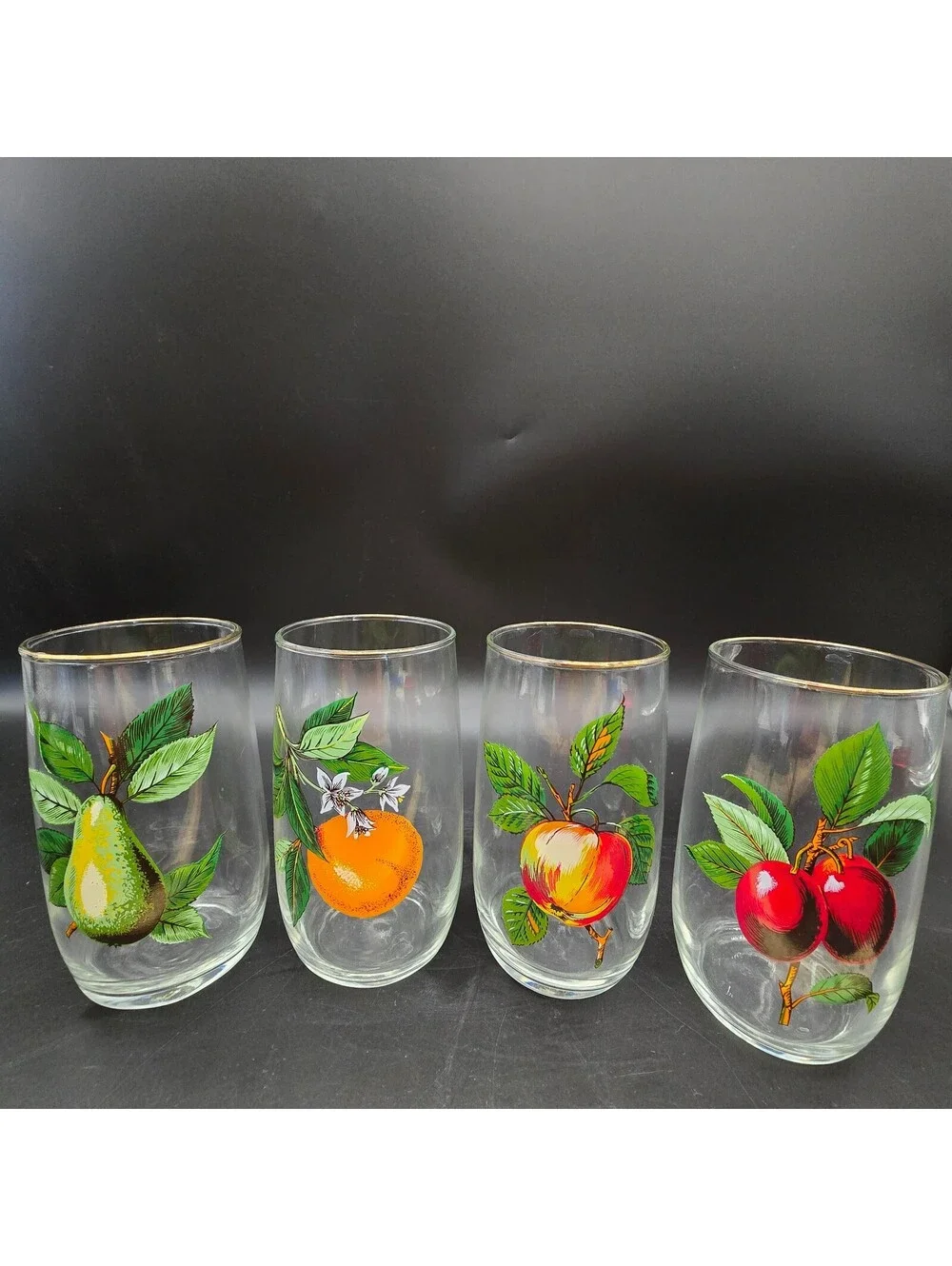 Vtg West Virginia Glass Orchard Fruit Pitcher 4 Tumblers Salt Pepper Shakers